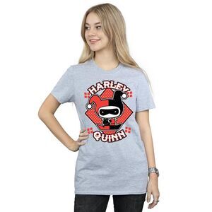 Harley Quinn Womens/Ladies Chibi Cotton Boyfriend T-Shirt / Sports Grey